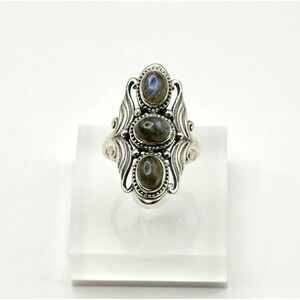 Labradorite‎ Sterling Silver Handmade Statement Ring Size 9.5